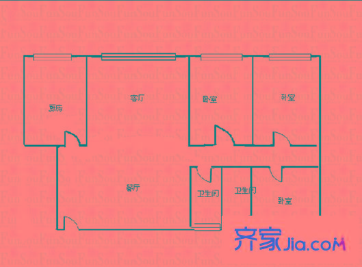 陸都花園7號樓 3室 戶型圖