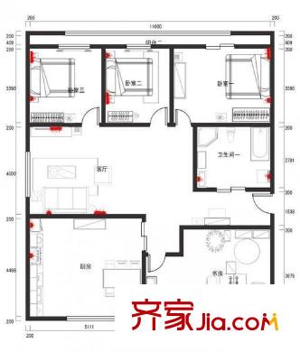飛天家園C區(qū) 4室 戶型圖