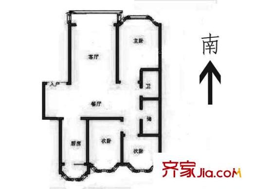 國資物業(yè)市政府山字石住宅區(qū) 3室 戶型圖