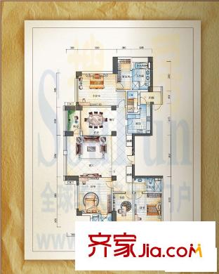 中央名筑戶型圖A1:尊崇世家 4室2廳3衛(wèi)1廚