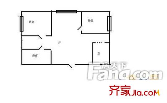 蘭東公司上溝小區(qū)  2室  戶型圖