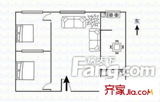 蘭東公司上溝小區(qū)  2室  戶(hù)型圖