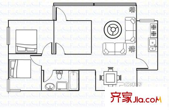 二建雅園 3室 戶型圖