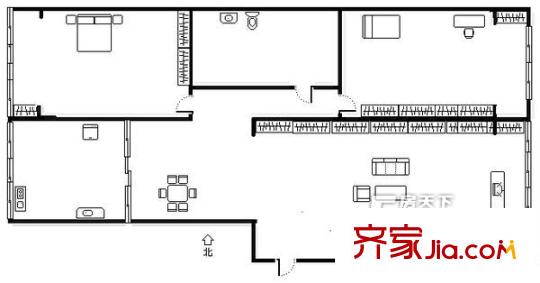 公交公司家屬院戶型圖二室二廳一廚一衛(wèi) 2室21廳1衛(wèi)1廚
