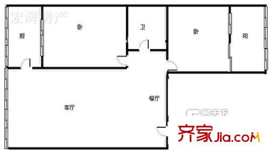 市委新高層  2室  戶型圖