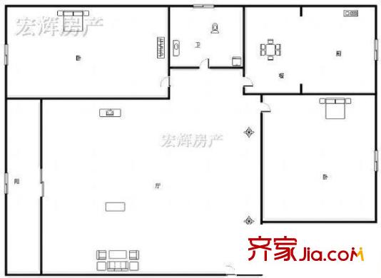 融達(dá)小區(qū)(廟灘子)戶型圖 融達(dá)小區(qū)（廟灘子）2室  戶型圖  2室2廳1衛(wèi)1廚