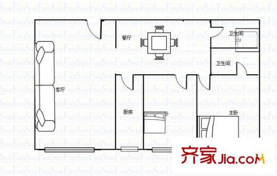 金城名苑 2室 戶型圖