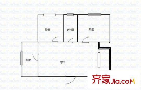 甘肅省政府家屬院(舊大路)戶型圖甘肅省政府家屬院（舊大路） 2室 戶型圖 2室2廳1衛(wèi)1廚