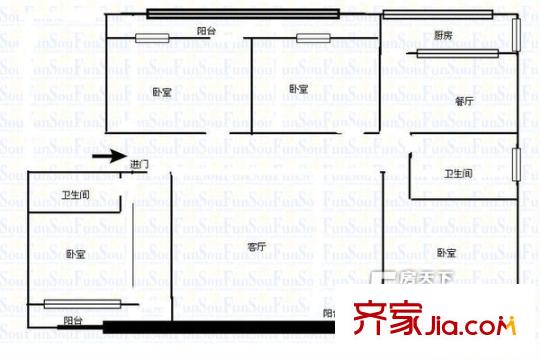 甘肅省政府家屬院(舊大路)戶型圖甘肅省政府家屬院（舊大路） 4室 戶型圖 4室2廳2衛(wèi)1廚