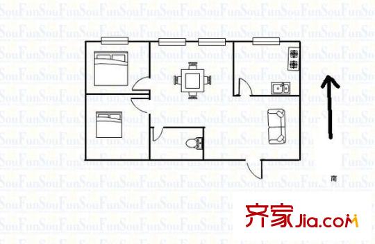 安寧十里店蘭駝小區(qū) 2室 戶型圖