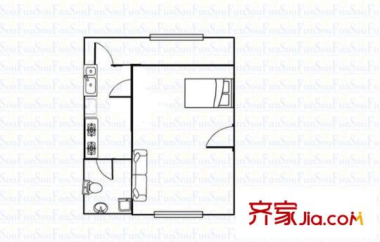 榮慶花園 1室 戶型圖
