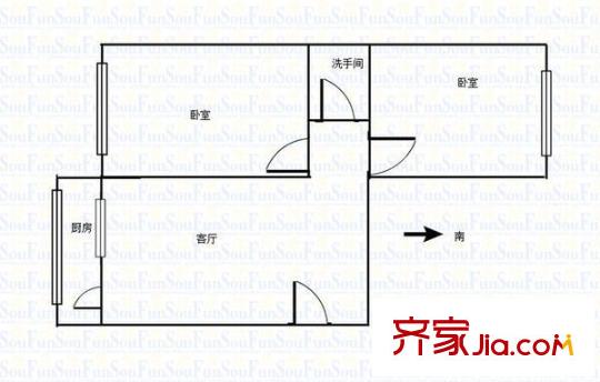 五泉雅園戶型圖2室1廳 2室1廳1衛(wèi)1廚
