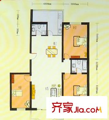 歐洲陽光城173.75平米戶型圖 3室3廳2衛(wèi)1廚