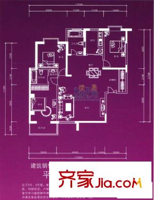 蘭雅親河灣3#、4#樓G戶型 3室2廳2衛(wèi)1廚