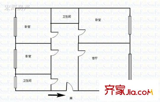靜寧路嘉業(yè)苑小區(qū) 3室 戶型圖