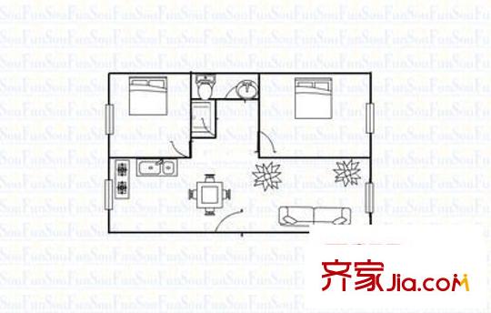 西苑小區(qū) 2室 戶(hù)型圖