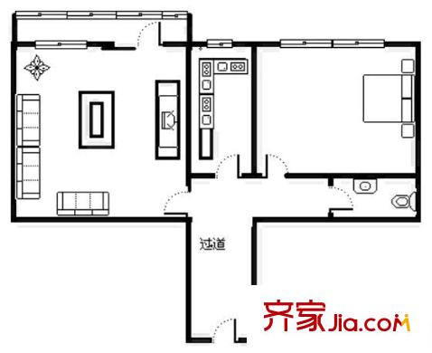 普華小區(qū) 1室 戶型圖