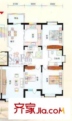 雁灘家園 4室戶型圖