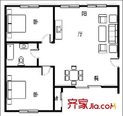 雁灘家園 2室 戶型圖
