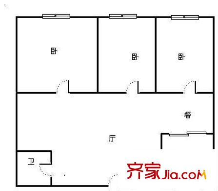 勞動廳家屬院 3室 戶型圖