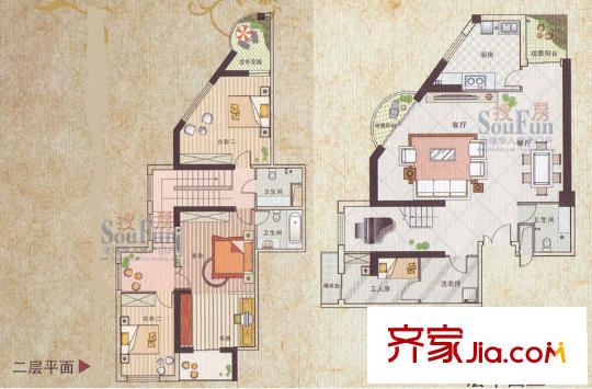 華富瑞士豪庭戶型圖K天鵝城堡 3室2廳3衛(wèi)1廚