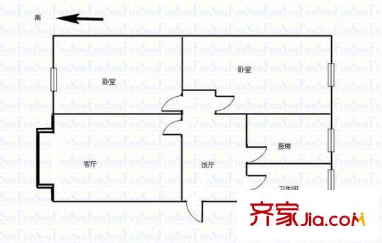 民勤街小區(qū) 2室 戶型圖