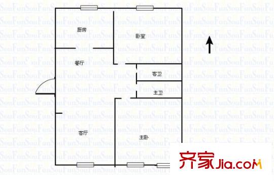 民勤街小區(qū) 2室 戶型圖