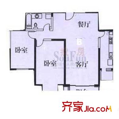 黃河水岸頤園戶型圖B戶型 2室2廳1衛(wèi)1廚