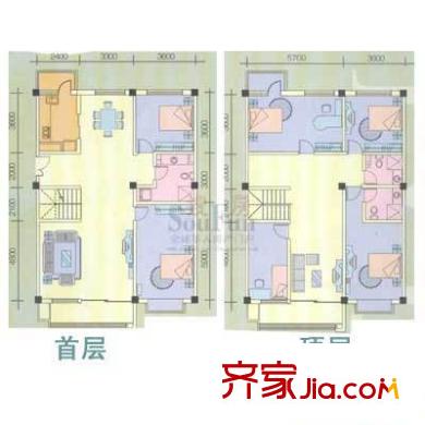 黃河水岸頤園戶型圖復式戶型I 6室3廳3衛(wèi)1廚