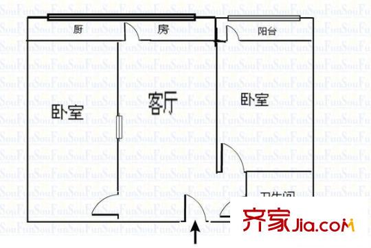 西關(guān)下溝農(nóng)牧廳家屬院 2室 戶型圖