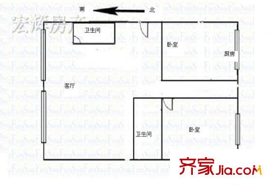 靜寧路嘉業(yè)苑小區(qū) 2室 戶型圖