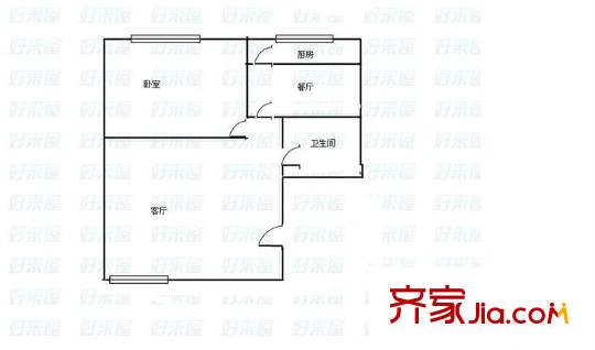 武都路二中家屬院 1室 戶型圖