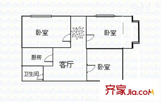 武都路二中家屬院 2室 戶型圖