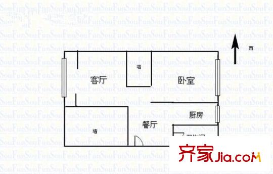 武都路二中家屬院1室 戶型圖