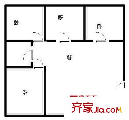 酒鋼大廈 3室 戶型圖