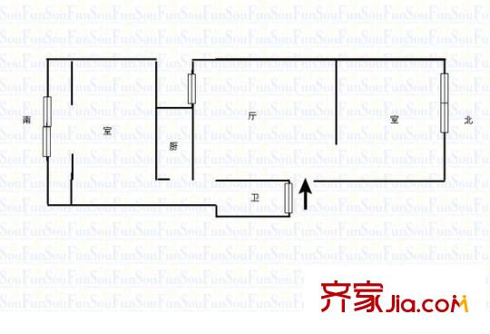 工行家屬院(東部后門)戶型圖工行家屬院（東部后門） 2室 戶型圖 2室1廳1衛(wèi)1廚
