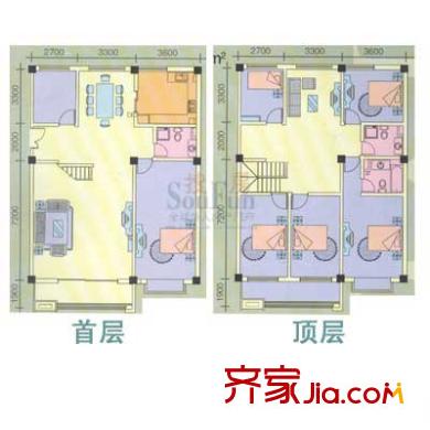 黃河水岸頤園戶型圖復式戶型C 6室3廳3衛(wèi)1廚