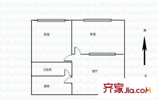 武都路二中家屬院 2室 戶型圖