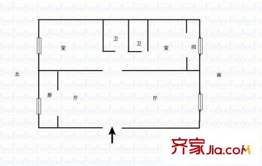 蘭州一中家屬院 2室 戶型圖