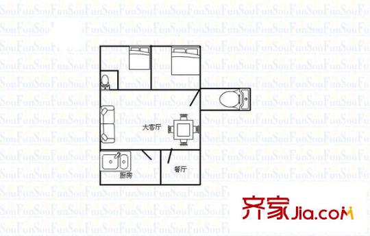 建工東院 2室 戶型圖