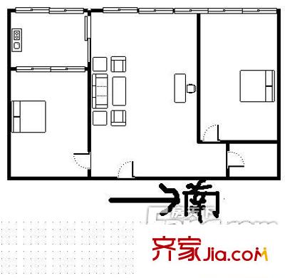 建工東院 2室 戶型圖