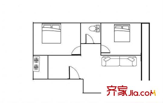 鹽鍋峽電廠住宅區(qū)戶型圖鹽鍋峽電力小區(qū) 2室 戶型圖 2室1廳1衛(wèi)1廚