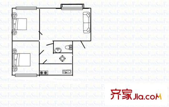 康寧園小區(qū) 2室 戶型圖