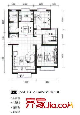金河麗園 3室 戶型圖