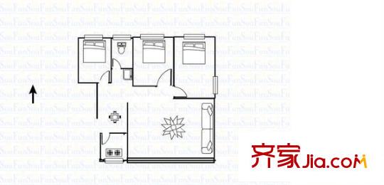 金河麗園 3室 戶型圖