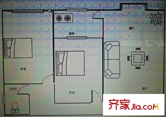 嘉城小區(qū) 2室 戶型圖