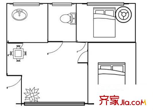 金河麗園 2室 戶型圖