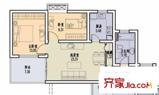 金河麗園 2室 戶型圖