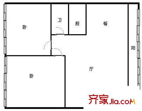 國信小區(qū) 2室 戶型圖