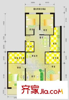 中環(huán)廣場戶型圖A-1戶型 4室3廳3衛(wèi)1廚